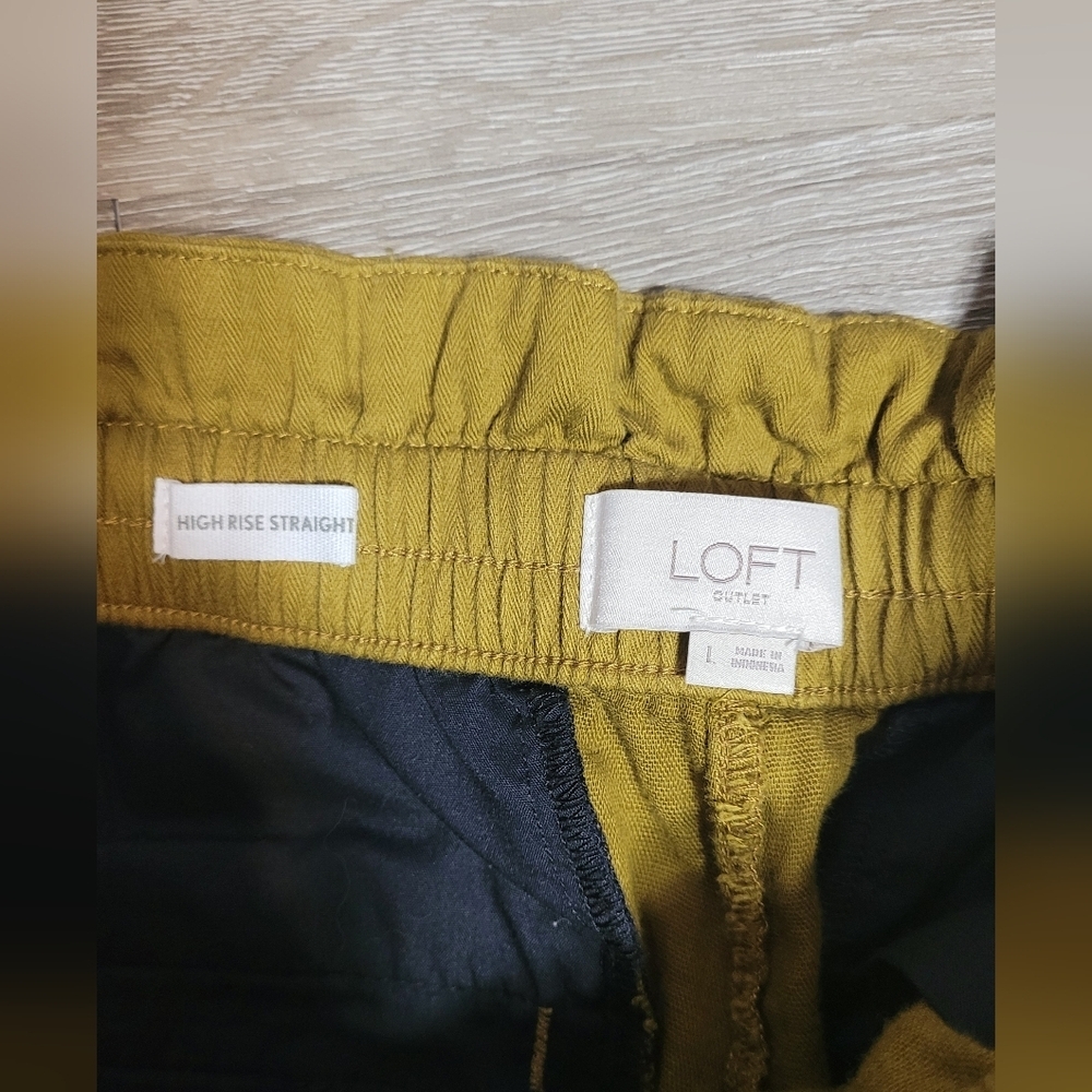 Loft High Rise Straight Paperbag Pants Large - Picture 3 of 4